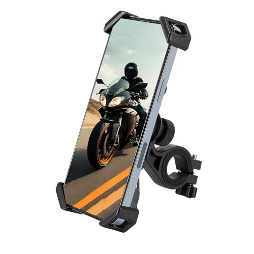 Image of GARGOYLE BELLS Motorcycle Phone Mount Bike Phone Holder for Bicycle Scooter Universal Motorcycle Handlebar Cell Phone Clamp for iPhone /Galaxy 4.92 inch-6.7 inch Smartphones (Black, 1Pack)