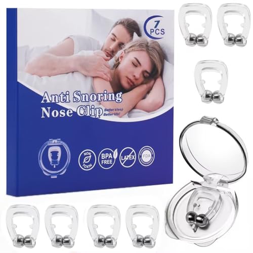 OHALEEP Anti Snoring Devices, Snore Stopper with Adjustable Magnet, Silicone Nose Clip Stop Snoring, Effective to Relieve Snoring, Snoring Solution for Comfortable and Quieter Sleep,White, M