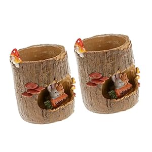 Yardenfun 2 Stks Houten Log Plant Bloem Cadeau Voor Potten Drainage Sedum Stomp Kamer Bloempot Decoratieve Maat Bonsai…