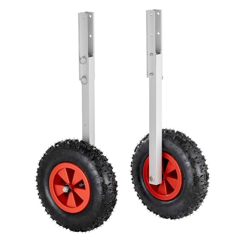 VEVOR Boat Launching Wheels, 600 lbs Load Capacity, 12' Aluminium Alloy Transom Wheel with Inflatable Rubber Tires, Folding Launch Wheels with 4 Quick Release Pin, Fit 13' Long Inflatable Fishing Boat