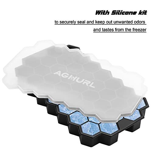 Aghurl Ice Cube Tray, Silicone Ice Mold With Lid, 37 Cubes Ice Trays For Chilled Drinks, Whiskey & Cocktails, Stackable Flexible Safe Ice Ball Maker #TOP3
