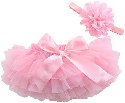 muyan Girls Cotton Tulle Ruffle with Bow Baby, Pink, Size Small (0-3 Months)