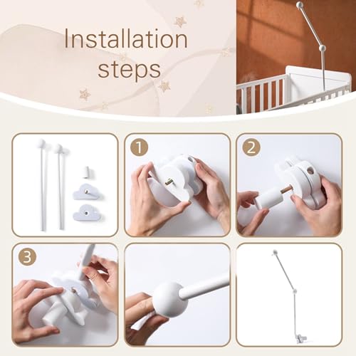 Support de bras facile à installer pour mobile bébé et hochet de lit