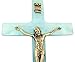 Religious Gifts Pearlized Latin Cross Cruxifix with Pewter Christ Corpus, 7 Inch (Blue)