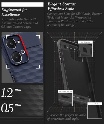 Image of WOW IMAGINE Back Cover for iQOO Z9 Lite | Vivo T3 Lite 5G | Y18t | Y18 | Y18e | Y03 | Y28s | Y37 with Hexa Cube Design | Inner Velvet Fabric | Matte Silicone Flexible Case | Camera Protection - Blue