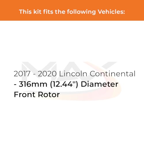 Image of Max Advanced Brakes Front Brake Kit Compatible With 2017 2018 2019 2020 Lincoln Continental w /12.44 inch Front Rotors Replacement Premium OE Disc Brake Rotors and Ceramic Brake Pads