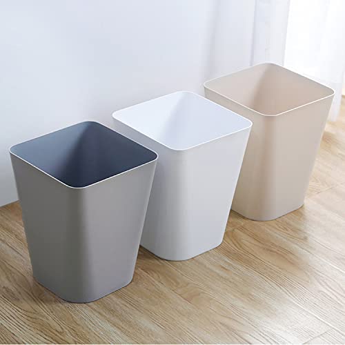 Rejomiik Small Trash Can, 1.6 Gallon Plastic Slim Waste Basket Garbage Can Container Bin For Bathroom, Office, Bedroom, Kitchen, Home, Kids Rooms, Square, Grey #TOP1