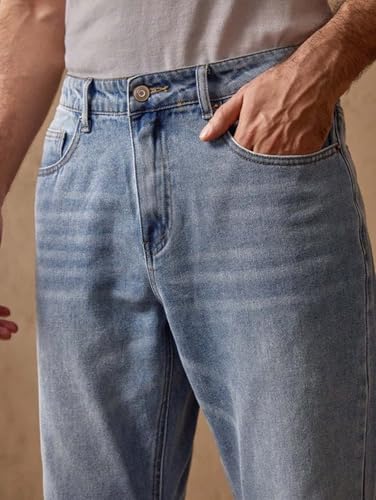 Image of KOTTY Men's Bell Bottom Jeans || Bootcut Denim | Wide Leg Flared Jeans for Men || High Waist Stretchable Retro Fit || Cotton for College Casual