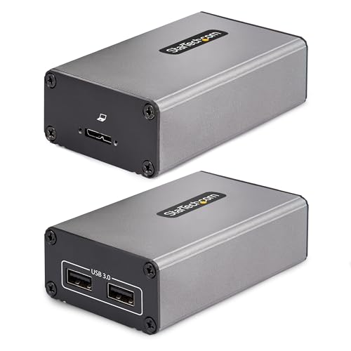 Image of StarTech 2-Port USB 3.0 Extender Over OM3 Multimode Fiber, 5Gbps, TAA | 2x USB-A Hub, 350m Range, Durable USB Fiber Optic Extender, Optical USB Extender, F35023-USB-EXTENDER, 1150ft