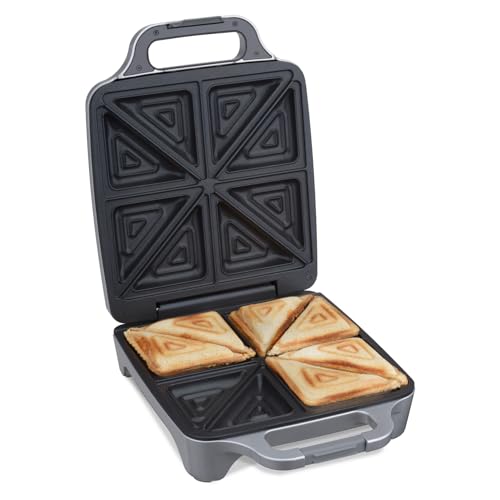 Cloer 6269 Sandwichmaker XXL, 1800 W, für 4 Sandwiches, American Toast, XXL-Füllung, optische Fertigmeldung, Silber