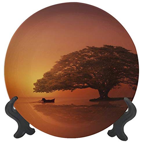 3D Printed Ceramic Decorative Plate Big Tree An Lonely Microwave Dishwasher Safe Decor Accessory for Dinner PartiesWeddingsCatering 10 inch