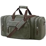 EKOROMIER 70L Large Canvas Travel Holdall for Men – Expandable Duffel Bag – Extra Spacious Weekend Bag for Holidays, Gym & Long Trips – Olive