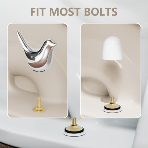 MENNTY 2Packs Ceramic Silver Birds Toilet Bolt Covers & 4Packs Universal Toilet Bolt Caps, Cute Bathroom Decorative Toilet Floor Screw Cover Caps Easy Installation by MENNTY - Image 4