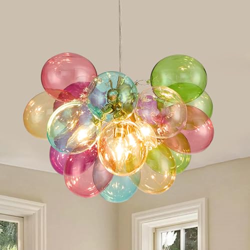 Surpars House Colorful Bubble Balls Chandelier, Modern Glass Ceiling Light,
