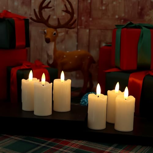 Image of CANDLE CHOICE Battery Operated Flameless Votives with Auto Daily Cycle Timer Long Lasting Realistic Black Wick Electric LED Candles for Wedding Party Holiday Halloween Christmas Decorations 6 Pack