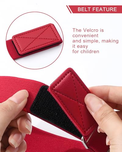 WELROG Kids Belts for Boys - Velcro Buckle Toddler Belt Elastic Adjustable Belt for Boys Girls(Red)