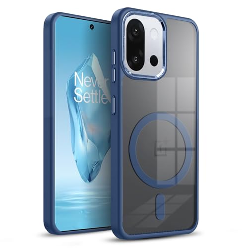 Image of KARWAN Translucent Hybrid Back Case Cover Compatible with Oneplus 13T,Oneplus 13S Shockproof Case with Camera Protection, N52 Magnet Cover Case with Magnetic MagEaze Wireless Charging Cover (Blue)