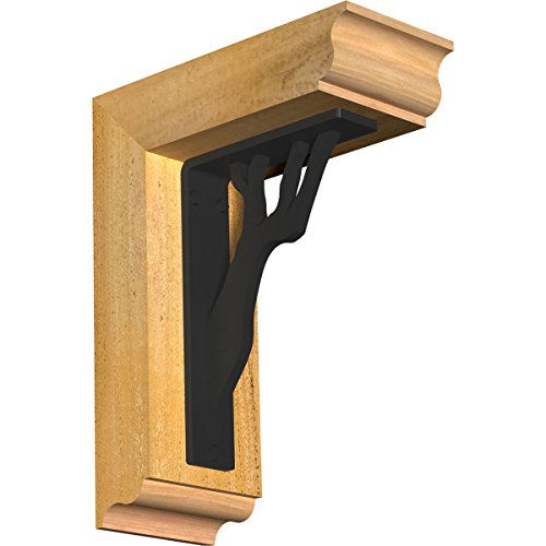 4"W x 9 1/2"D x 12"H Damon Traditional Ironcrest Rough Sawn Bracket, Western Red Cedar (1 1/2"W x 5 1/2"D x 8"H Iron Bracket)