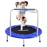 SereneLife Foldable Trampoline for Adults and Kids 91/102cm, Indoor Outdoor Mini Fitness Rebounder with Foam Handle, Compact Exercise Equipment for Home and Garden Workouts