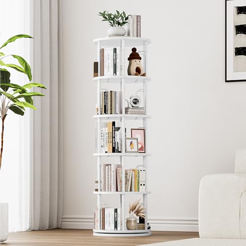 iabifo Estante giratória de 5 níveis, estante giratória de 360°,