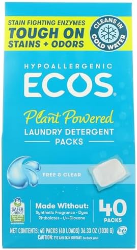 Ecos, Free And Clear Laundry Detergent Packs, 40 Count image 2