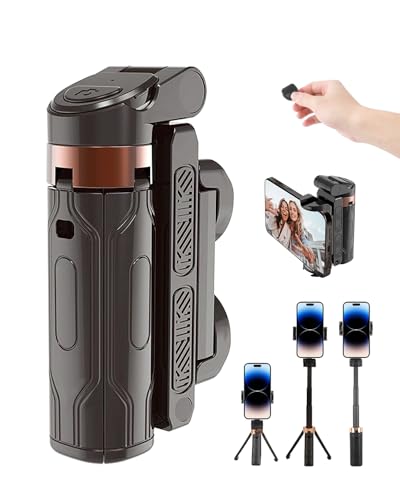 Mini perche à selfie trépied rotatif à 360° avec télécommande sans fil amovible de 10 m, tige Pocketflex extensible, trépied de voyage portable pour iPhone, Samsung, smartphones Android - Noir