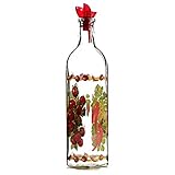 Grant Howard Country Veggies Oil & Vinegar Glass Cruet with Ergo Pourer, 16 oz, Multicolored