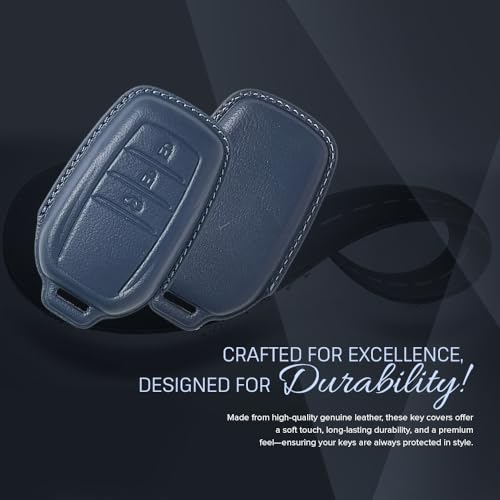 Image of keyzone Royal Leather Key Cover for Toyota Fortuner, Legender, Innova HyCross, Land Cruiser, 3-Button Smart Key