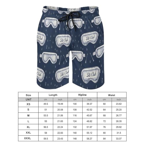 Hawaiian Shorts for Men - Comfy Navy Ski Goggles Print Mens Swim Trunks Bathing Suits with Mesh Lining2