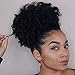 Afro Curly Kinky Straight Wave Clip in Ponytail Drawstring for Black Woman Hair Extension High Puff Afro (Afro Black)