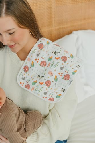 Image of Copper Pearl Premium Baby Burp Cloths - 3-Pack Large Cotton Burp Cloths, Extra Soft Spit Up Rags with 3 Absorbent Layers, Perfect for Baby Boy and Baby Girl Gifts (21 inch x 10 inch Size, Farmstead Set)