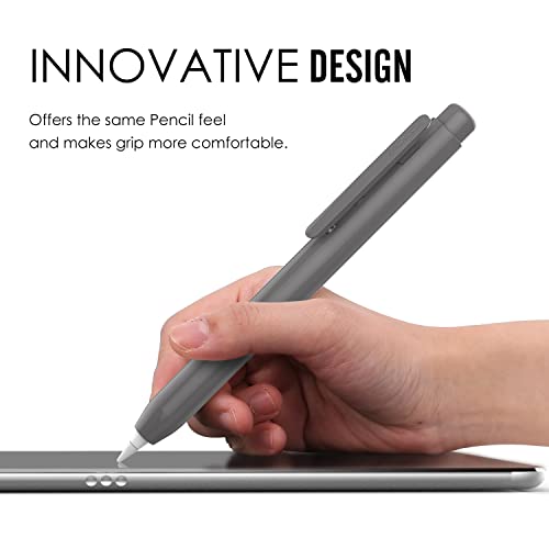 Image of MoKo Holder Case for Apple Pencil 1st Gen, Retractable Tip Cap for iPad 8th /7th Generation, iPad Air 3rd 10.5 inch, iPad Mini 5th 7.9 inch 2019 /2020 - Dark Gray | Retractable, Protective Sleeve Skin Cover, Sturdy Clip