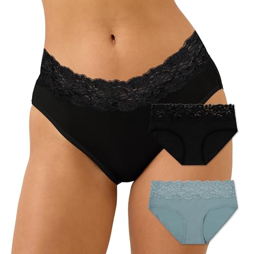 Image of Pact Women's Organic Cotton Bikini Underwear, Classic Fit Panties with High Cut Leg, 2 Pack