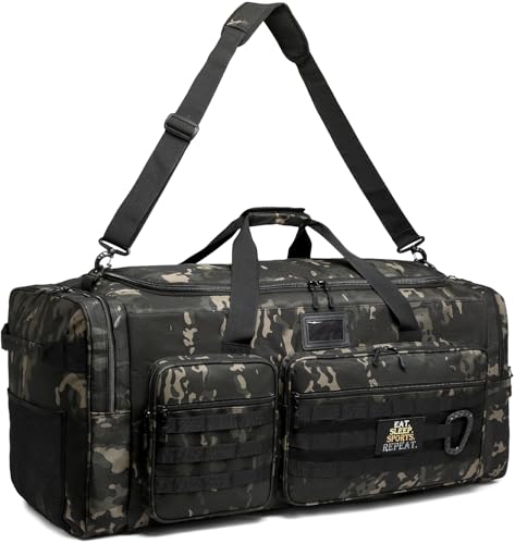 BlesMaller Sac de Sport et d'équipement 130L Grand Sac de Voyage Pliable pour Homme avec Compartiment à Chaussures et Bandoulière