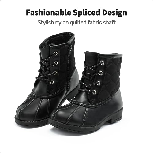 DREAM PAIRS Girls Side Zipper Quilted Combat Ankle Boots2