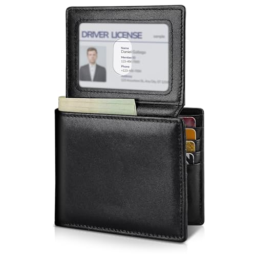 Image of Artpaxy Mens Wallet Genuine Leather Bifold RFID Blocking Wallet for Men with 2 ID Windows 12 Card Holders 2 cash pockets 1 Gift Box