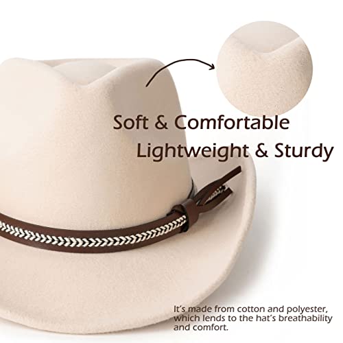 Image of Men & Women Classic Wide Brim Western Cowboy Cowgirl Hat | Classic Knit Band, Western Style, Lightweight, Adjustable Strap Inside, Interior Sweatband, Cowboy Costumes Accessories