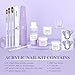 SAVILAND Acrylic Nail Kit for Beginners: Clear White Pink Acrylic Powder 0.5 Oz Each, 1.7 fl oz Acrylic Liquid, #8/10/14 Brushes, 100Pcs Nail Forms & Manicure Tools Professional Nail Kit Acrylic Set