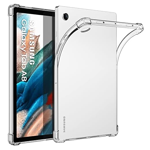 MoKo Case Fits Samsung Galaxy Tab A8 10.5 Inch 2021(SM-X200/SM-X205/SM-X207), Ultra Clear Soft Flexible Transparent TPU Skin Bumper Back Cover Shell, Clear