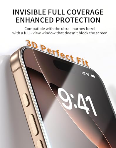 Image of 2 Pack 360 Degree for iPhone 17 Pro Max Privacy Screen Protector, 4-Way Private Anti-Spy Tempered Glass Film with Auto Alignment Dust Free Bubble Free, Anti-Scratch, 9H Hardness, Easy Install