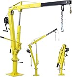 2000 LBS Hydraulic Pickup Truck Crane, Davit Crane with Hand Winch, 44.5” to 59” Working Boom Range, Lifting Range 5”-82.5”, Truck-Mounted Bed Crane for Lifting Goods in Construction, Yellow