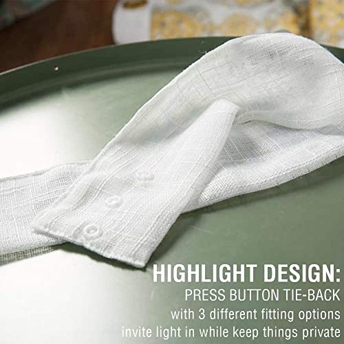 Jinchan Linen French Door Curtain With Open Weave Door Curtain 40 Inches Long Drape Rod Pocket 1 Panel Curtain Light-Filtering Privacy Window Decor 1 Tieback Included White Semi-Sheer #TOP2