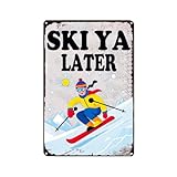 Letrero de esquí ya más tarde, decoración divertida de esquí, letrero para familia de esquí, decoración familiar de esquí, letrero de cabina familiar, bonita decoración de deportes de nieve, letrero