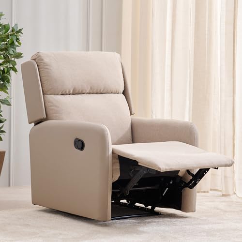 Image of Home Centre | Rico 1-Seater Fabric Recliner | Recliner for Living Room | Solid Wood | Beige | 2 Year Warranty