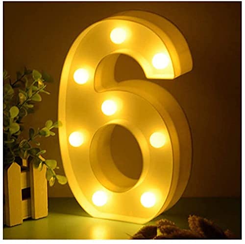 Balloonistics LED Marquee Number 6 Light - 9-Inch Cordless Battery-Operated Light Up Number Sign for 6th Birthday, Anniversary, Wedding, Party Decoration, Home Decor, Photo Booth Backdrop