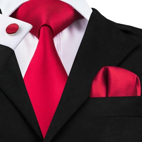 Image of Dubulle Mens Tie Set Solid Paisley Silk Striped Necktie for Men with Cufflinks Tie and Pocket Square