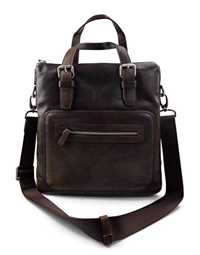 Sac postier en cuir marron pour notebook et tablette - 2