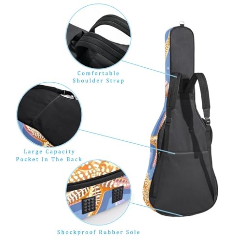Housse de guitare acoustique 109 cm imprimé marine en tissu Oxford avec poches