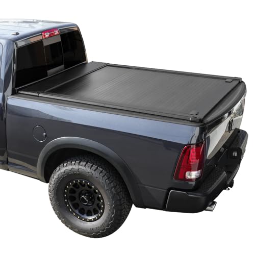 Syneticusa MR Retractable Hard Truck Bed Tonneau Cover T-Slot Rails Fits 2002-2025 Dodge Ram 1500 2500 3500 6'4
