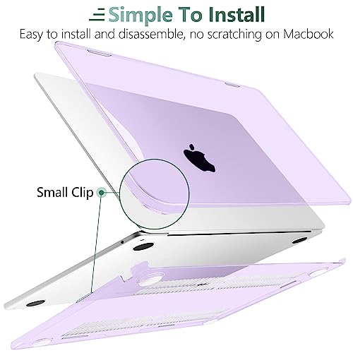 Image of DONGKE Compatible with MacBook Air 13 inch Case M5 M4 M3 M2 2026 2025 2024-2022 A3449 A3240 A3113 A2681, Plastic Hard Shell & Keyboard Cover for MacBook Air 13.6 inch, Crystal Purple